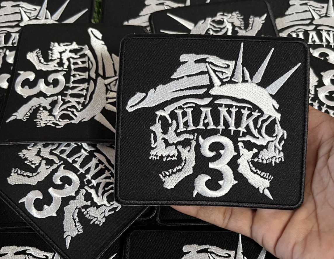 PHANKO 3 skull embroidered patches stack