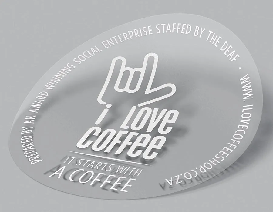 Clear coffee shop label sticker