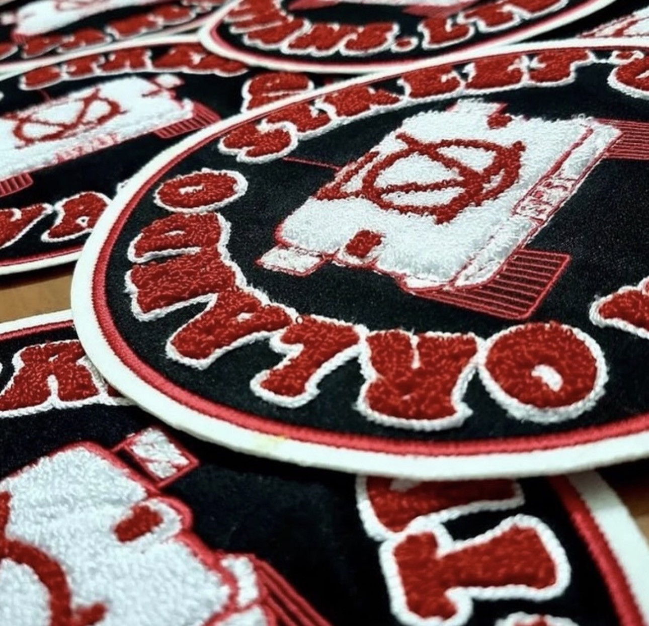 Orlando Streets chenille letterman patch close-up